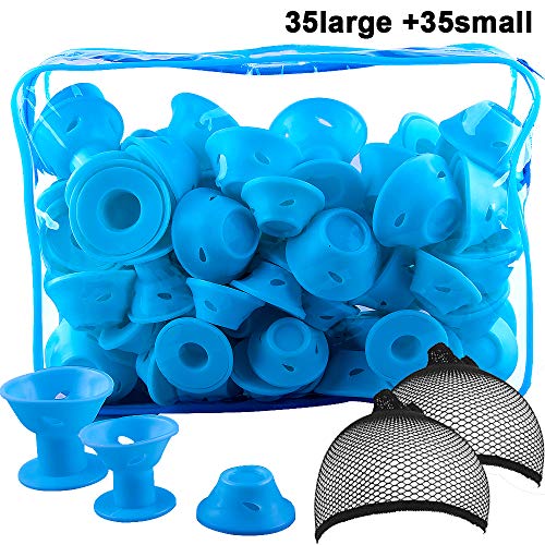 SIQUK 70 Pcs Hair Rollers Silicone Blue Hair Curlers Set Includin...