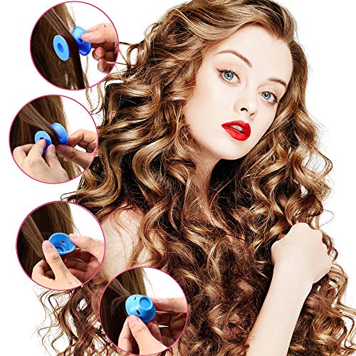 SIQUK 70 Pcs Hair Rollers Silicone Blue Hair Curlers Set Includin...