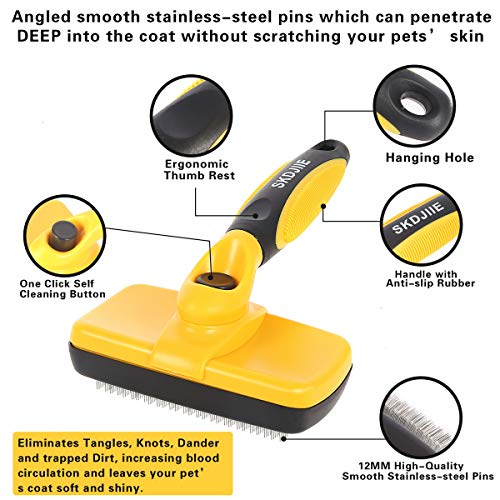 SKDJIIE Pet Brush Dog Brush,Self Cleaning Slicker Brush+ Free Pet...