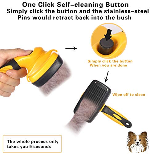 SKDJIIE Pet Brush Dog Brush,Self Cleaning Slicker Brush+ Free Pet...