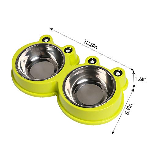 Double Dog Cat Bowls Premium Stainless Steel Pet Bowls with No-Sl...