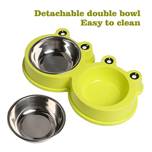 Double Dog Cat Bowls Premium Stainless Steel Pet Bowls with No-Sl...