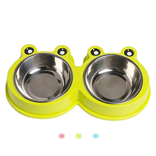 Double Dog Cat Bowls Premium Stainless Steel Pet Bowls with No-Sl...
