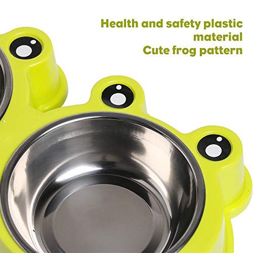 Double Dog Cat Bowls Premium Stainless Steel Pet Bowls with No-Sl...