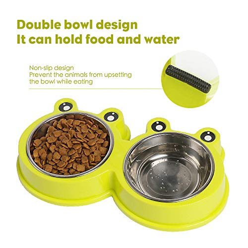 Double Dog Cat Bowls Premium Stainless Steel Pet Bowls with No-Sl...