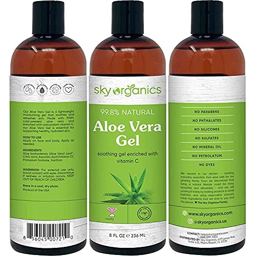 Aloe Vera Gel 8oz x 3 Pack All Natural Ultra Hydrating Skin Coo...