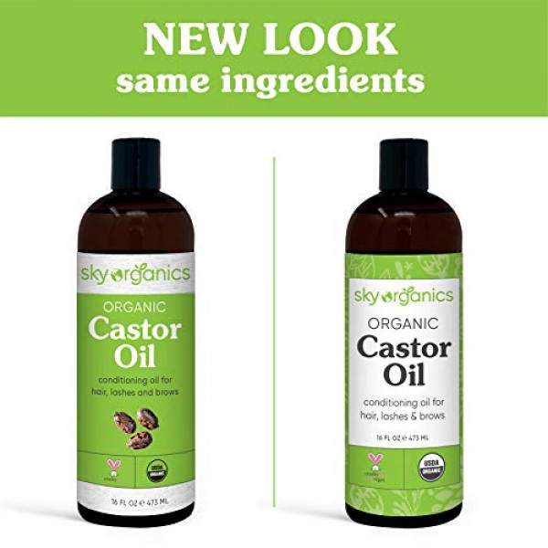 Castor Oil USDA Organic Cold-Pressed 16oz 100% Pure Hexane-Free...