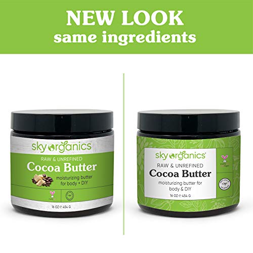 Cocoa Butter by Sky Organics 16 oz Pure Unrefined Raw Cocoa But...