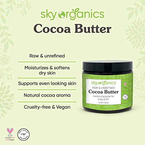 Cocoa Butter by Sky Organics 16 oz Pure Unrefined Raw Cocoa But...