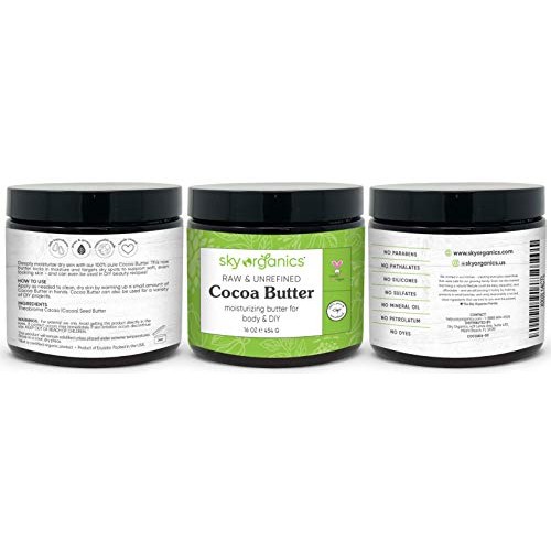 Cocoa Butter by Sky Organics 16 oz Pure Unrefined Raw Cocoa But...