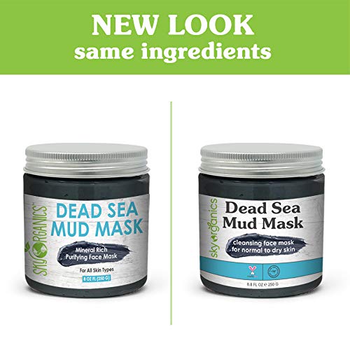 Dead Sea Mud Mask by Sky Organics 8 oz For Face, Acne, Oily Ski...