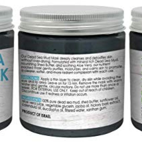 Dead Sea Mud Mask by Sky Organics 8 oz For Face, Acne, Oily Ski...