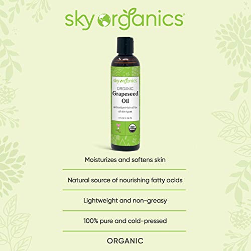 Grapeseed Oil by Sky Organics 8oz 100% Pure, Natural & Cold-Pre...