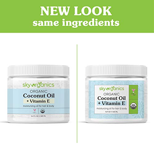 USDA Organic Coconut Oil with Vitamin E 16.9 oz Jar Pure Vitami...