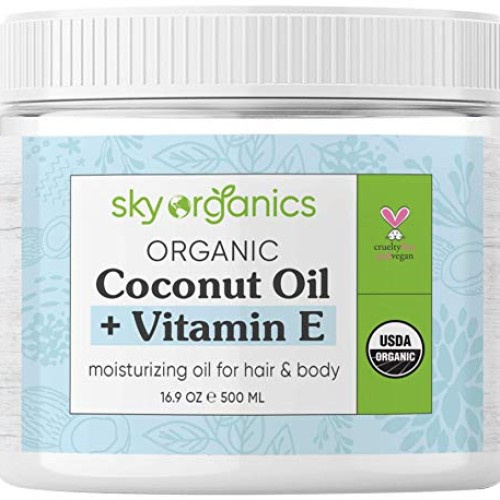 USDA Organic Coconut Oil with Vitamin E 16.9 oz Jar Pure Vitami...