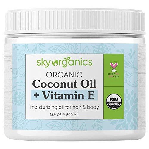 USDA Organic Coconut Oil with Vitamin E 16.9 oz Jar Pure Vitami...