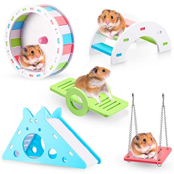 5 Pieces Lovely Hamster Toys Set Include Hamsters Exercise Wheel ...