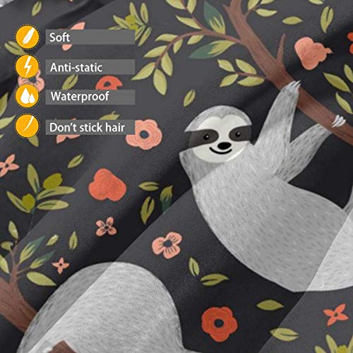 SLHFPX Funny Sloth Floral Barber Cape Hair Cutting Capes Hairdres...