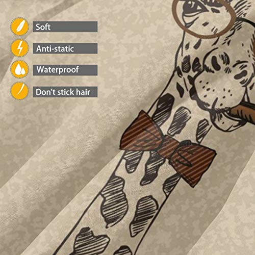 SLHFPX Vector Illustration Of Giraffe With Cigar Barber Cape Hair...