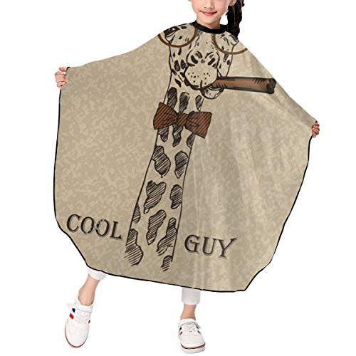 SLHFPX Vector Illustration Of Giraffe With Cigar Barber Cape Hair...