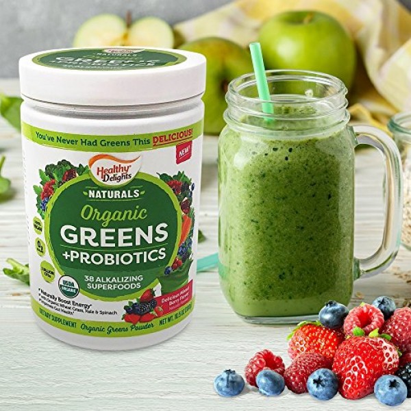 Healthy Delights Naturals - Organic Greens + Probiotics Powder - ...