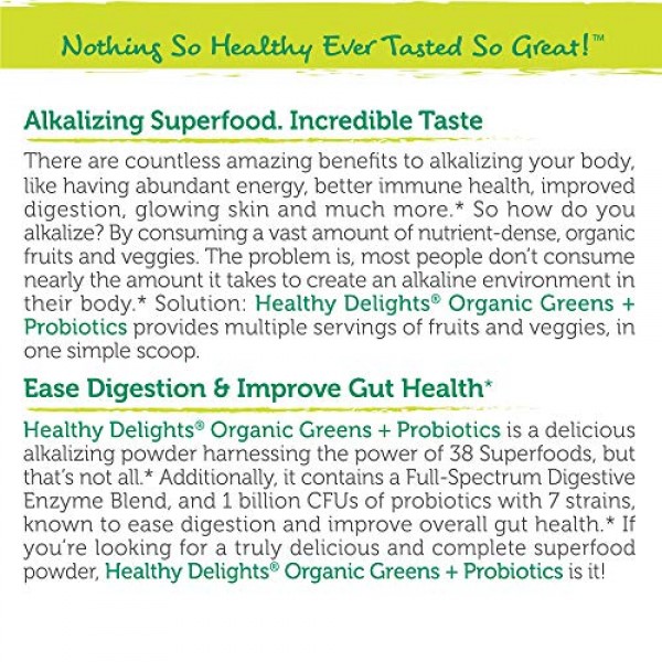 Healthy Delights Naturals - Organic Greens + Probiotics Powder - ...
