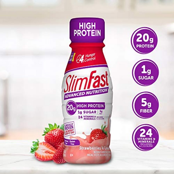 Slimfast Advanced Nutrition Strawberries & Cream Shake – Ready To...