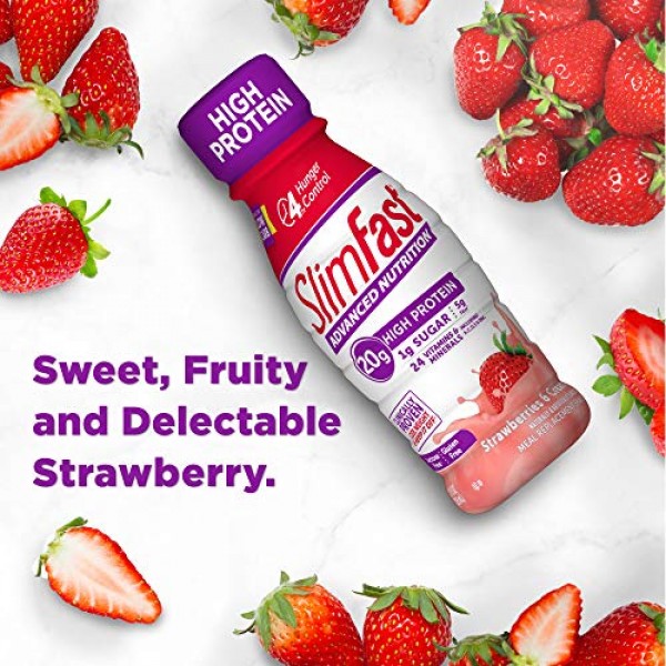 Slimfast Advanced Nutrition Strawberries & Cream Shake – Ready To...