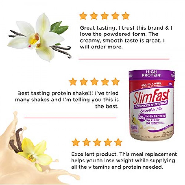 SlimFast Advanced Nutrition Vanilla Cream Smoothie Mix – Weight L...
