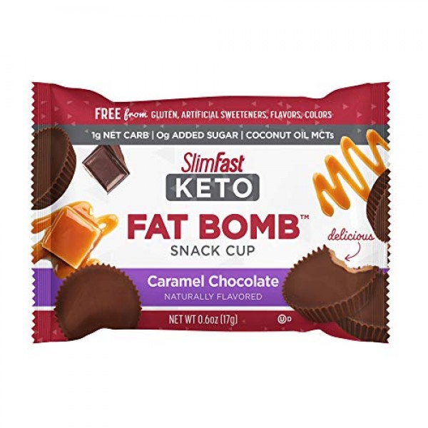 SlimFast Keto Fat Bomb Snack Cups - Caramel Cup - 17 Grams - 14 C...