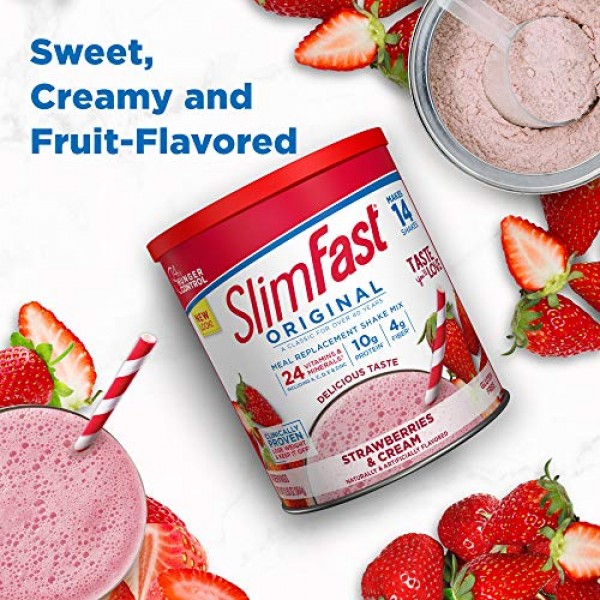 SlimFast Original Strawberries & Cream Meal Replacement Shake Mix...