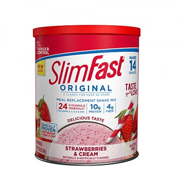 SlimFast Original Strawberries & Cream Meal Replacement Shake Mix...