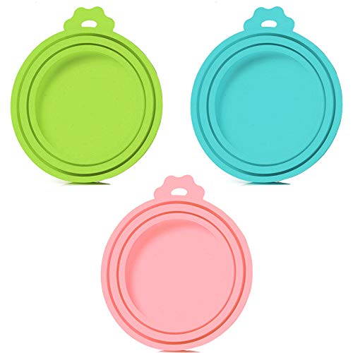 SLSON 3 Pack Pet Food Can Cover Universal Silicone Cat Dog Food C...