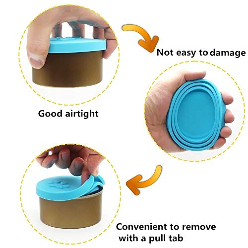 SLSON 4 Pack Pet Food Can Cover Set,Universal Silicone Cat Dog Fo...
