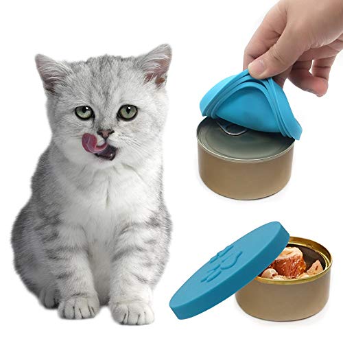SLSON 4 Pack Pet Food Can Cover Set,Universal Silicone Cat Dog Fo...