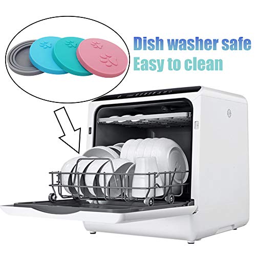 SLSON 4 Pack Pet Food Can Cover Set,Universal Silicone Cat Dog Fo...