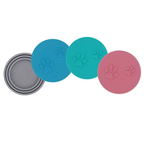 SLSON 4 Pack Pet Food Can Cover Set,Universal Silicone Cat Dog Fo...