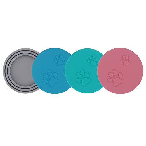 SLSON 4 Pack Pet Food Can Cover Set,Universal Silicone Cat Dog Fo...