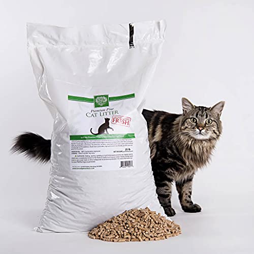 Small Pet Select Premium Pine Pelleted Cat Litter 25lb, Brown Pi...