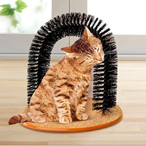 SmartRICH Arch Pet Cat Self Groomer with Round Fleece Base, Cat T...
