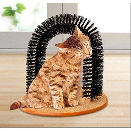 SmartRICH Arch Pet Cat Self Groomer with Round Fleece Base, Cat T...