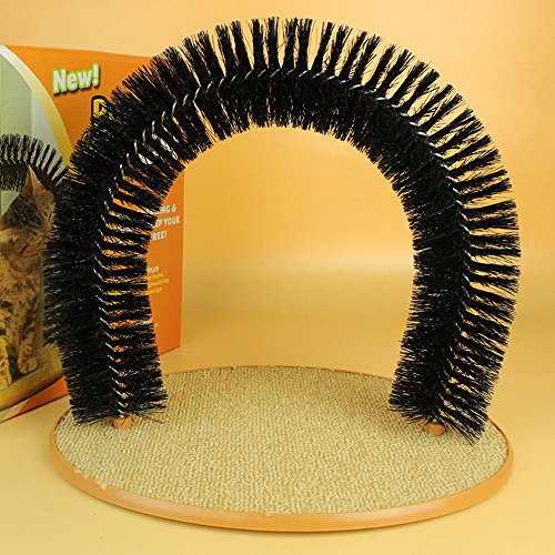 SmartRICH Arch Pet Cat Self Groomer with Round Fleece Base, Cat T...