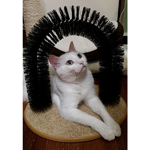 SmartRICH Arch Pet Cat Self Groomer with Round Fleece Base, Cat T...