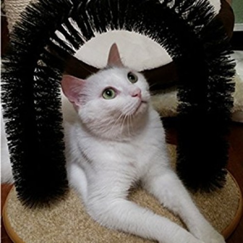 SmartRICH Arch Pet Cat Self Groomer with Round Fleece Base, Cat T...