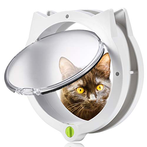 Cat Door for Pets, 4 Way Locking Cat Flap for Interior Doors & Ex...