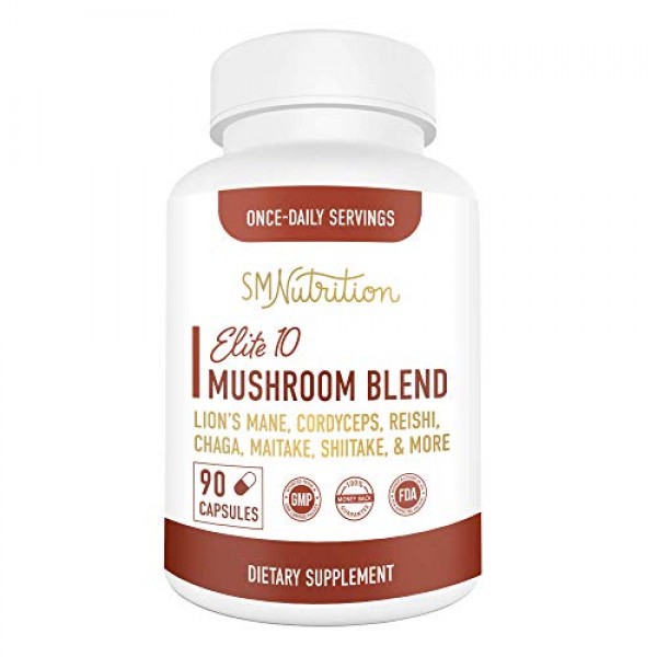10 Mushroom Supplement - 45-Day Supply - Immune, Nootropic, Energ...
