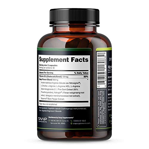 Snap L Arginine Capsules - Blood Circulation Supplements with Nit...
