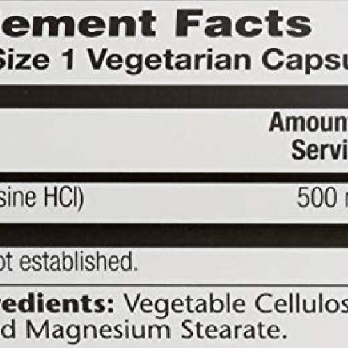 Solaray, L Lysine Free Form, 120 Capsules