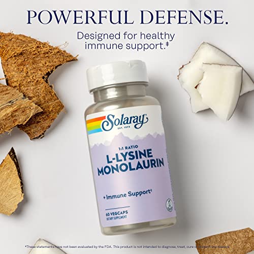 SOLARAY L-Lysine Monolaurin Immune Support Supplement, 1:1 Ratio ...
