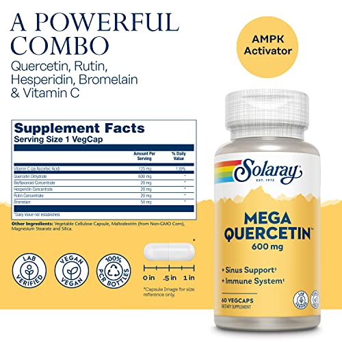 SOLARAY Mega Quercetin, Healthy Sinus & Immune Support & AMPK Act...